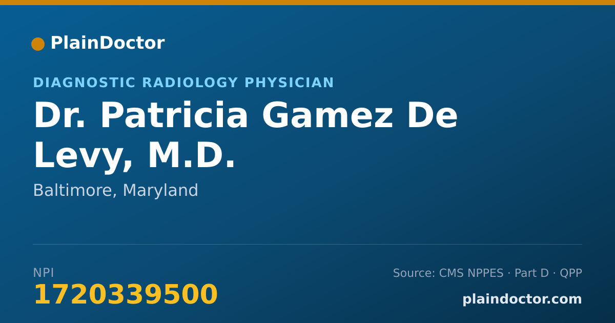 Shareable card for Patricia Gamez De Levy, M.D. - Diagnostic Radiology Physician, Baltimore, MD