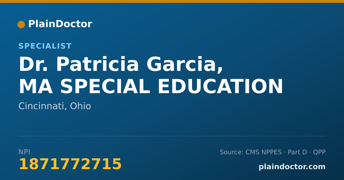Shareable card for Patricia Garcia, MA SPECIAL EDUCATION - Specialist, Cincinnati, OH