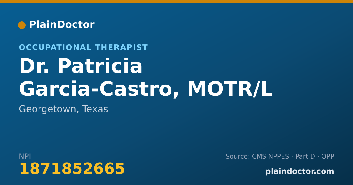 Shareable card for Patricia Garcia-Castro, MOTR/L - Occupational Therapist, Georgetown, TX
