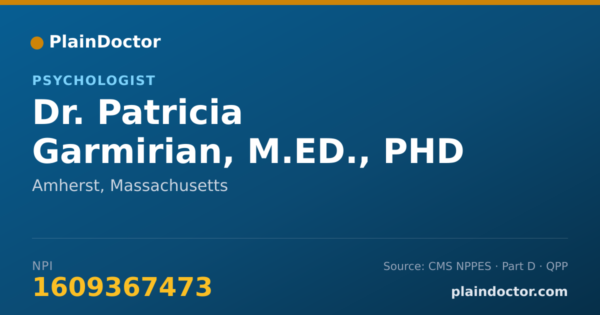 Shareable card for Patricia Garmirian, M.ED., PHD - Psychologist, Amherst, MA