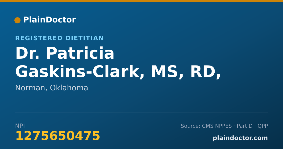 Shareable card for Patricia Gaskins-Clark, MS, RD, LD - Registered Dietitian, Norman, OK