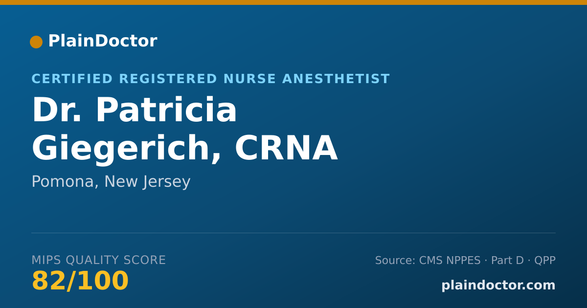 Shareable card for Patricia Giegerich, CRNA - Certified Registered Nurse Anesthetist, Pomona, NJ