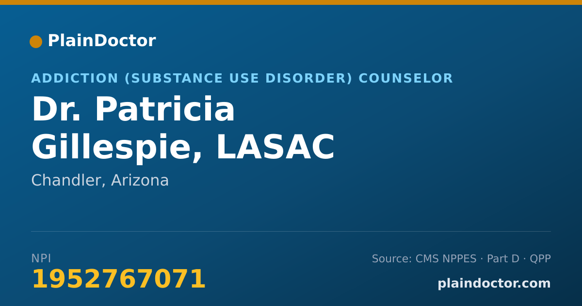 Shareable card for Patricia Gillespie, LASAC - Addiction (Substance Use Disorder) Counselor, Chandler, AZ