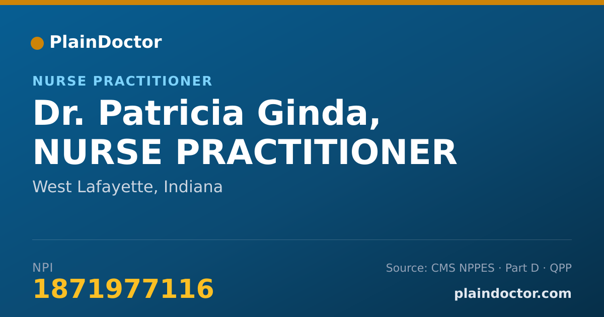 Shareable card for Patricia Ginda, NURSE PRACTITIONER - Nurse Practitioner, West Lafayette, IN