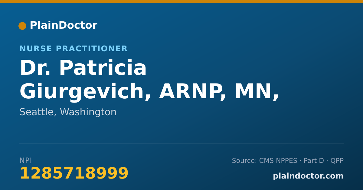 Shareable card for Patricia Giurgevich, ARNP, MN, EDD - Nurse Practitioner, Seattle, WA
