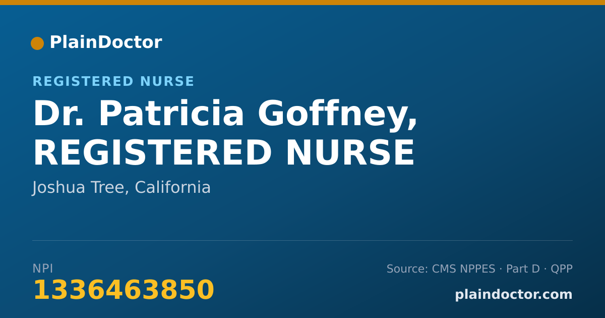 Shareable card for Patricia Goffney, REGISTERED NURSE - Registered Nurse, Joshua Tree, CA