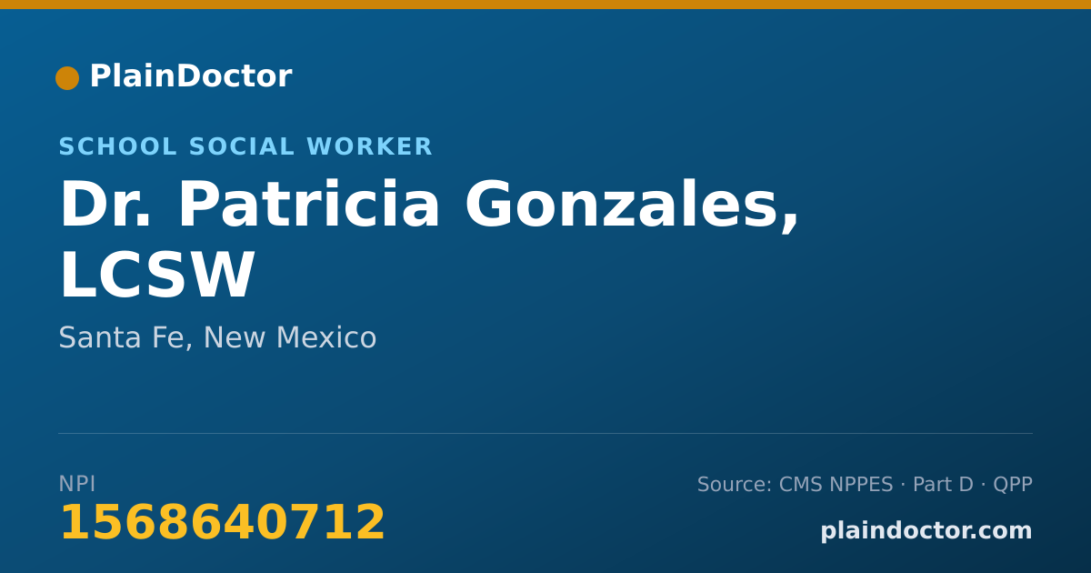 Shareable card for Patricia Gonzales, LCSW - School Social Worker, Santa Fe, NM