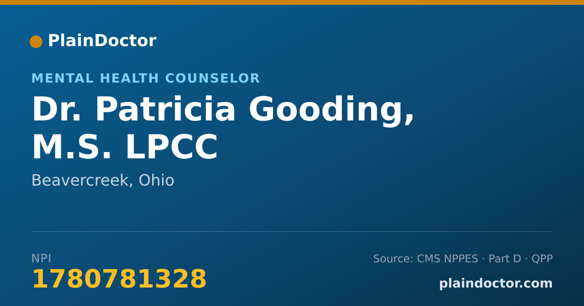 Shareable card for Patricia Gooding, M.S. LPCC - Mental Health Counselor, Beavercreek, OH