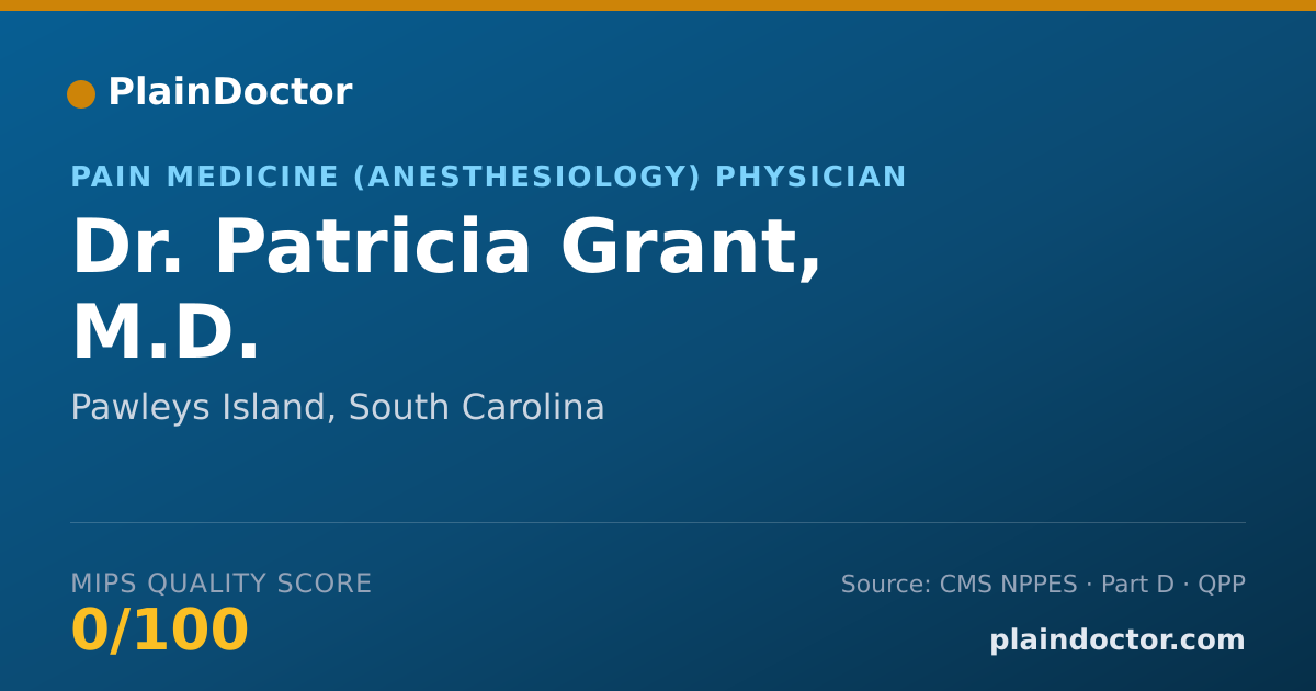 Shareable card for Patricia Grant, M.D. - Pain Medicine (Anesthesiology) Physician, Pawleys Island, SC
