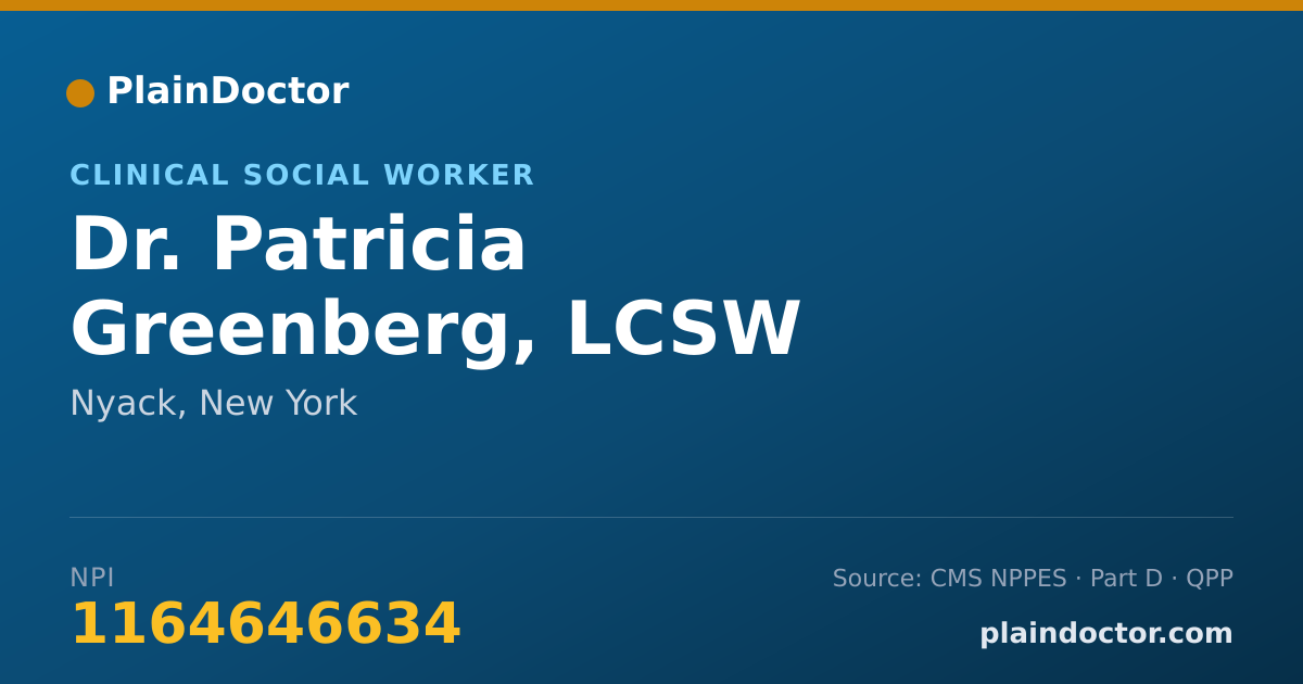 Shareable card for Patricia Greenberg, LCSW - Clinical Social Worker, Nyack, NY