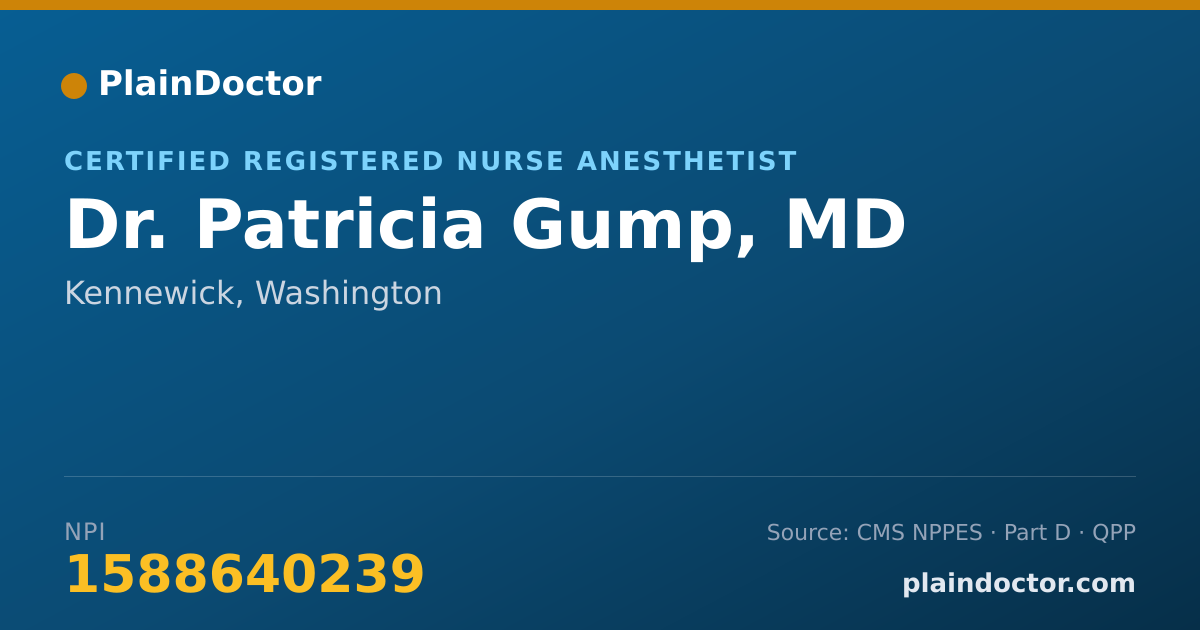 Shareable card for Patricia Gump, MD - Certified Registered Nurse Anesthetist, Kennewick, WA