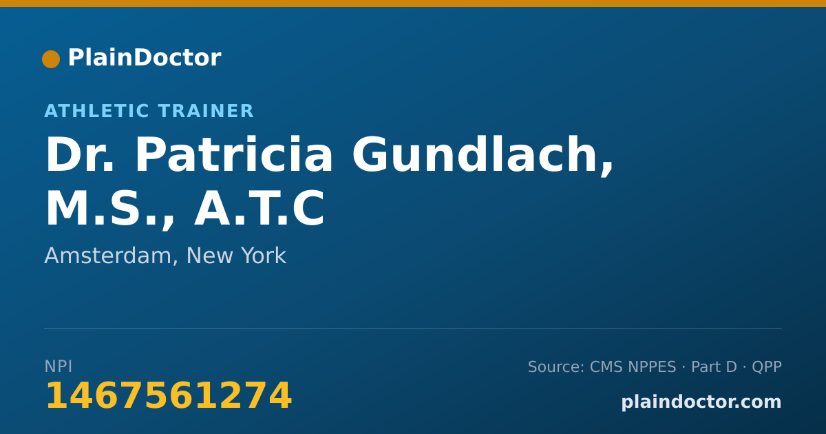 Shareable card for Patricia Gundlach, M.S., A.T.C - Athletic Trainer, Amsterdam, NY