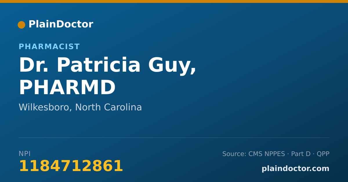 Shareable card for Patricia Guy, PHARMD - Pharmacist, Wilkesboro, NC