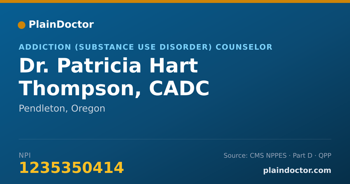 Shareable card for Patricia Hart Thompson, CADC - Addiction (Substance Use Disorder) Counselor, Pendleton, OR