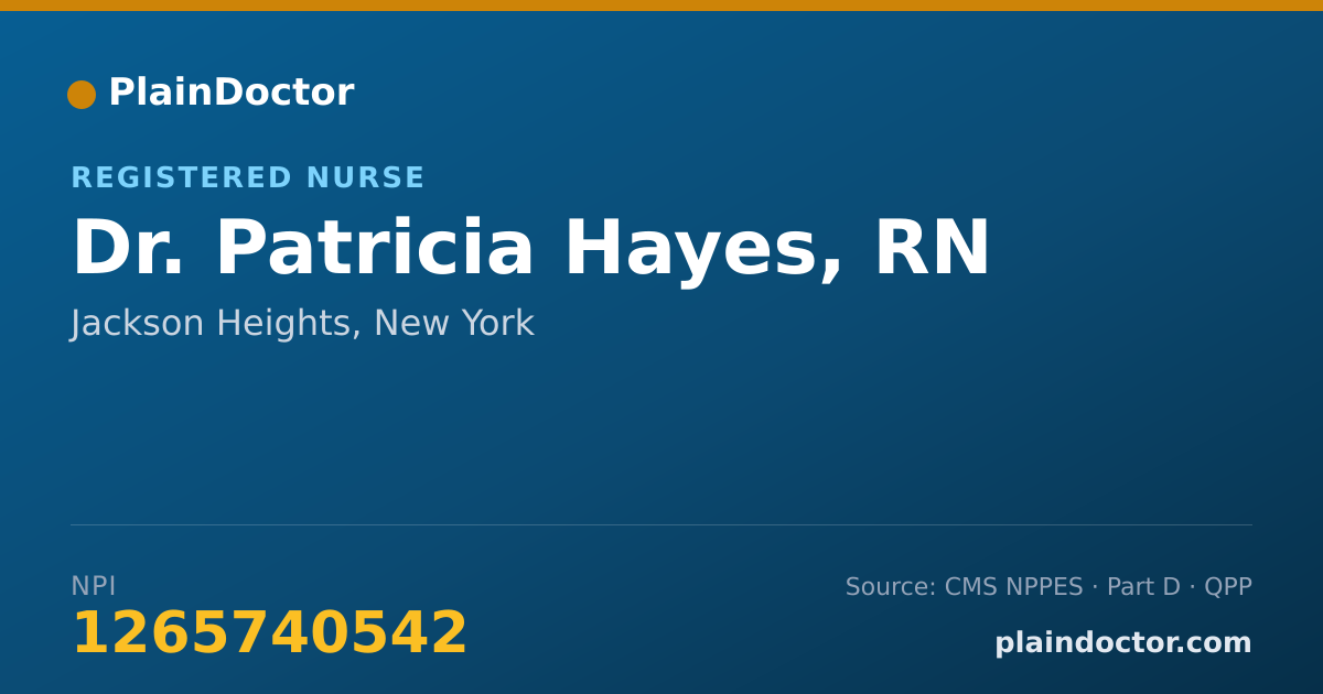 Shareable card for Patricia Hayes, RN - Registered Nurse, Jackson Heights, NY