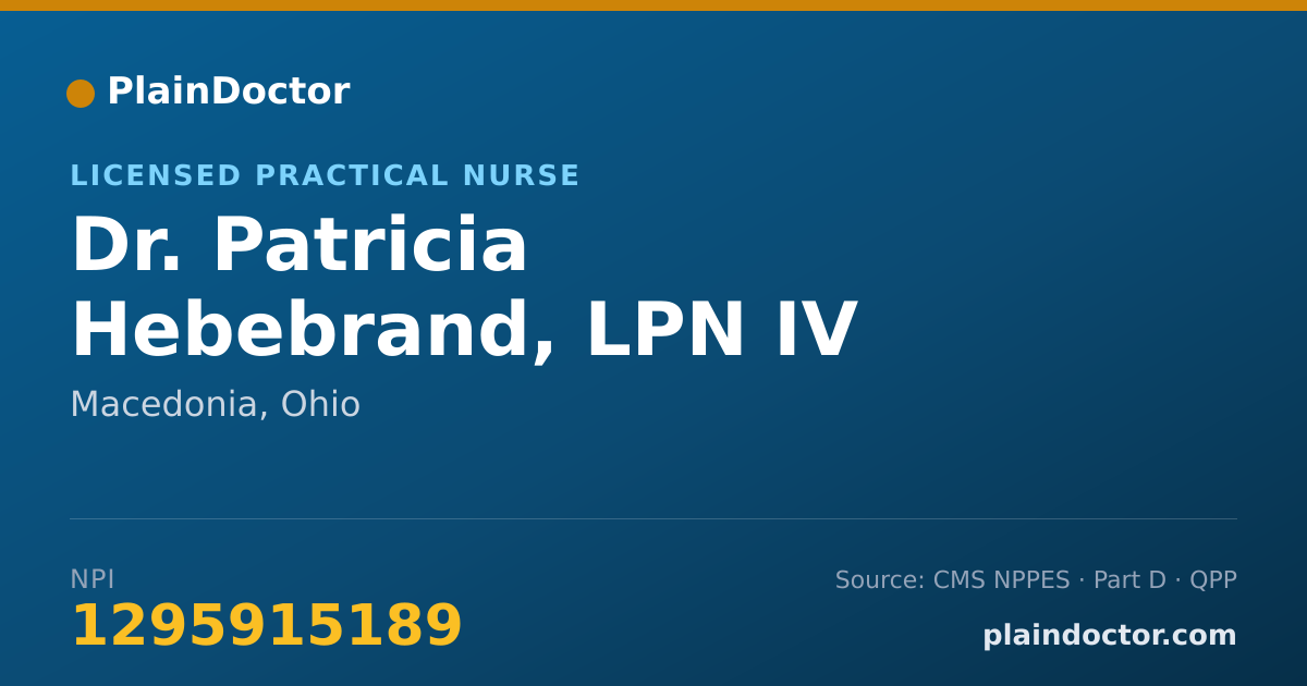 Shareable card for Patricia Hebebrand, LPN IV - Licensed Practical Nurse, Macedonia, OH