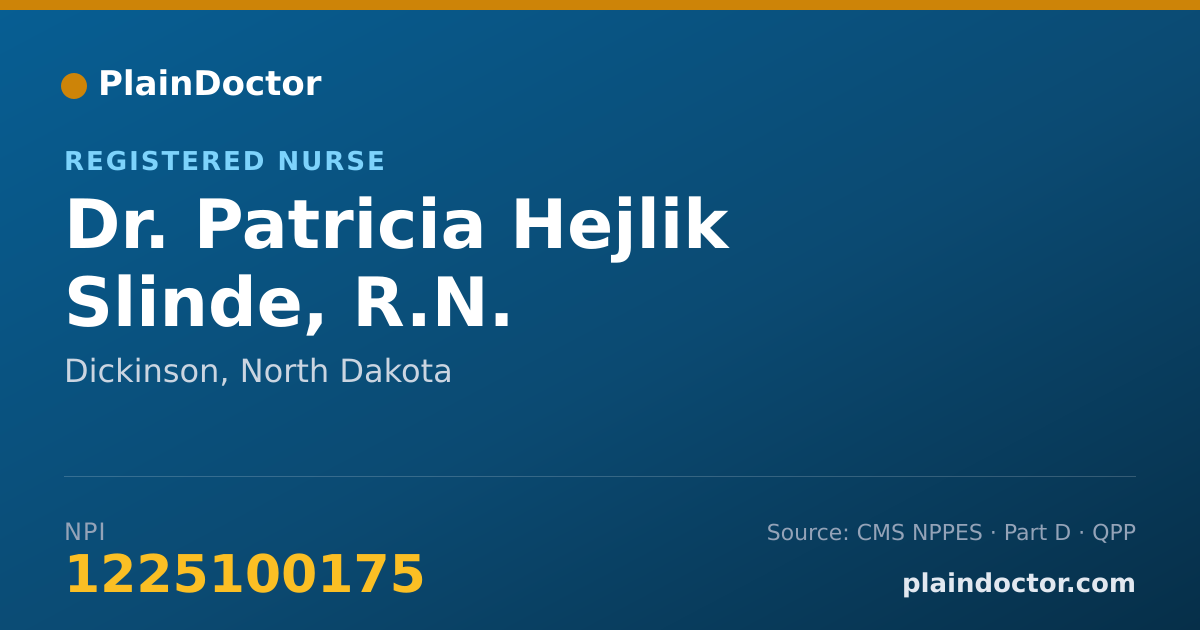 Shareable card for Patricia Hejlik Slinde, R.N. - Registered Nurse, Dickinson, ND