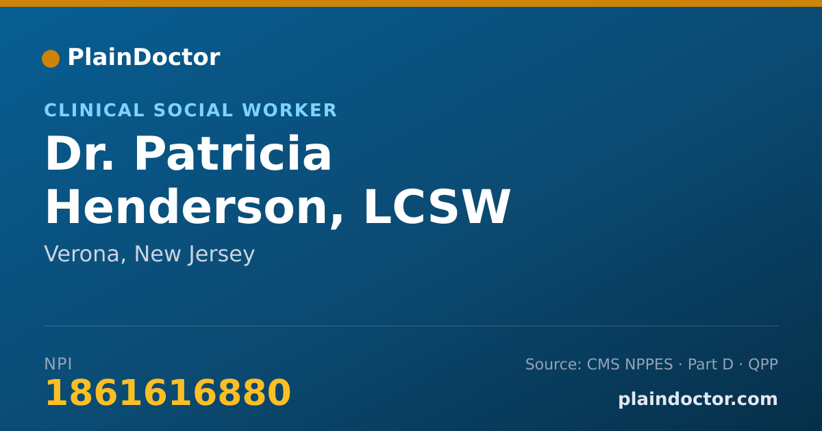 Shareable card for Patricia Henderson, LCSW - Clinical Social Worker, Verona, NJ