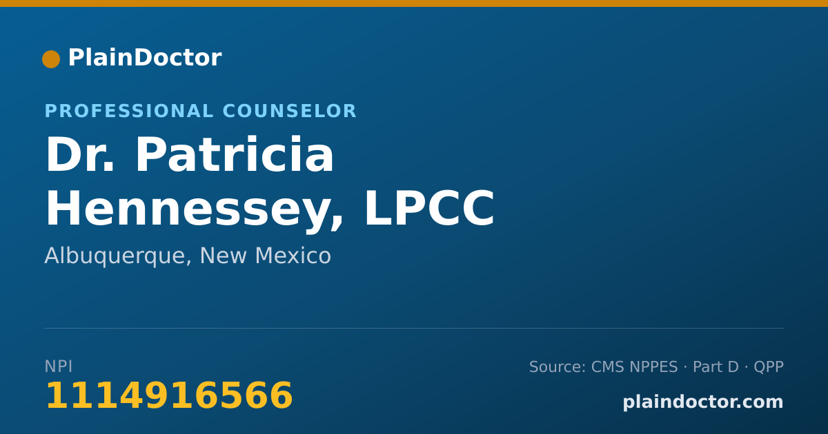 Shareable card for Patricia Hennessey, LPCC - Professional Counselor, Albuquerque, NM
