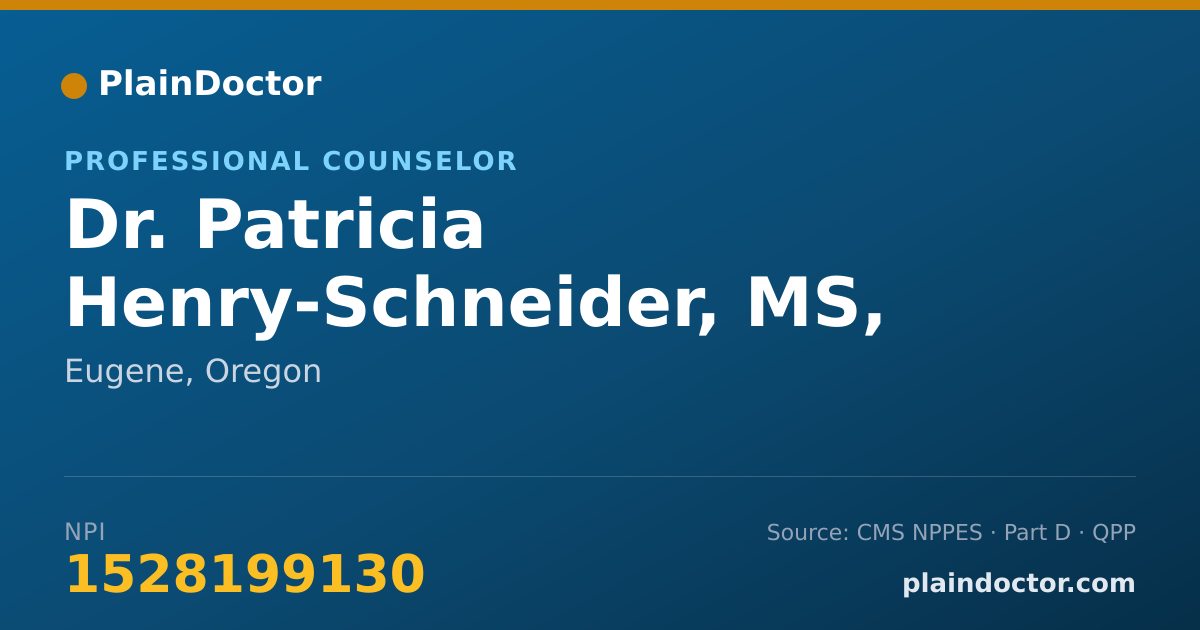 Shareable card for Patricia Henry-Schneider, MS, LPC - Professional Counselor, Eugene, OR