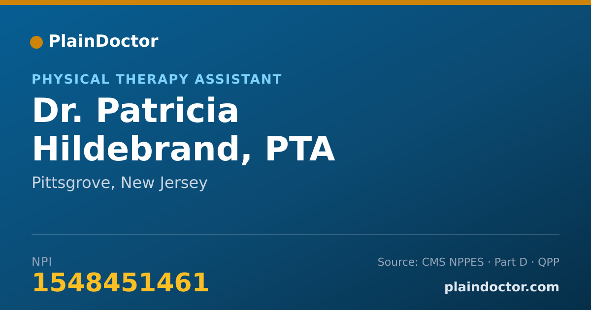 Shareable card for Patricia Hildebrand, PTA - Physical Therapy Assistant, Pittsgrove, NJ