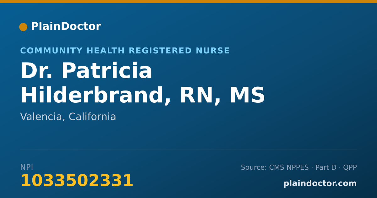 Shareable card for Patricia Hilderbrand, RN, MS - Community Health Registered Nurse, Valencia, CA