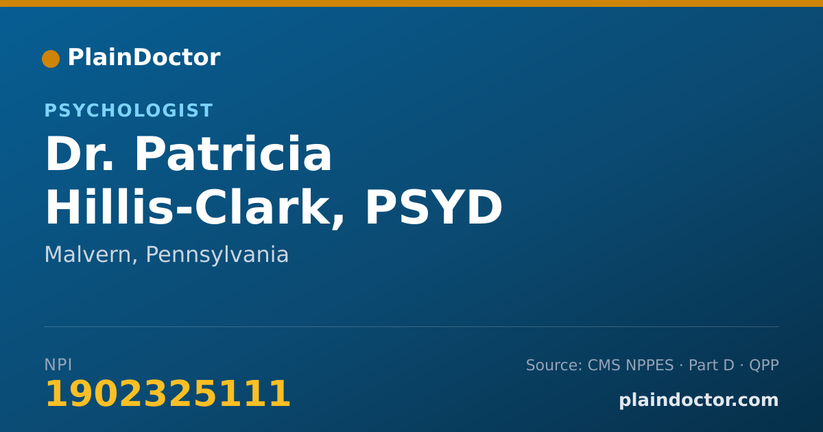 Shareable card for Patricia Hillis-Clark, PSYD - Psychologist, Malvern, PA