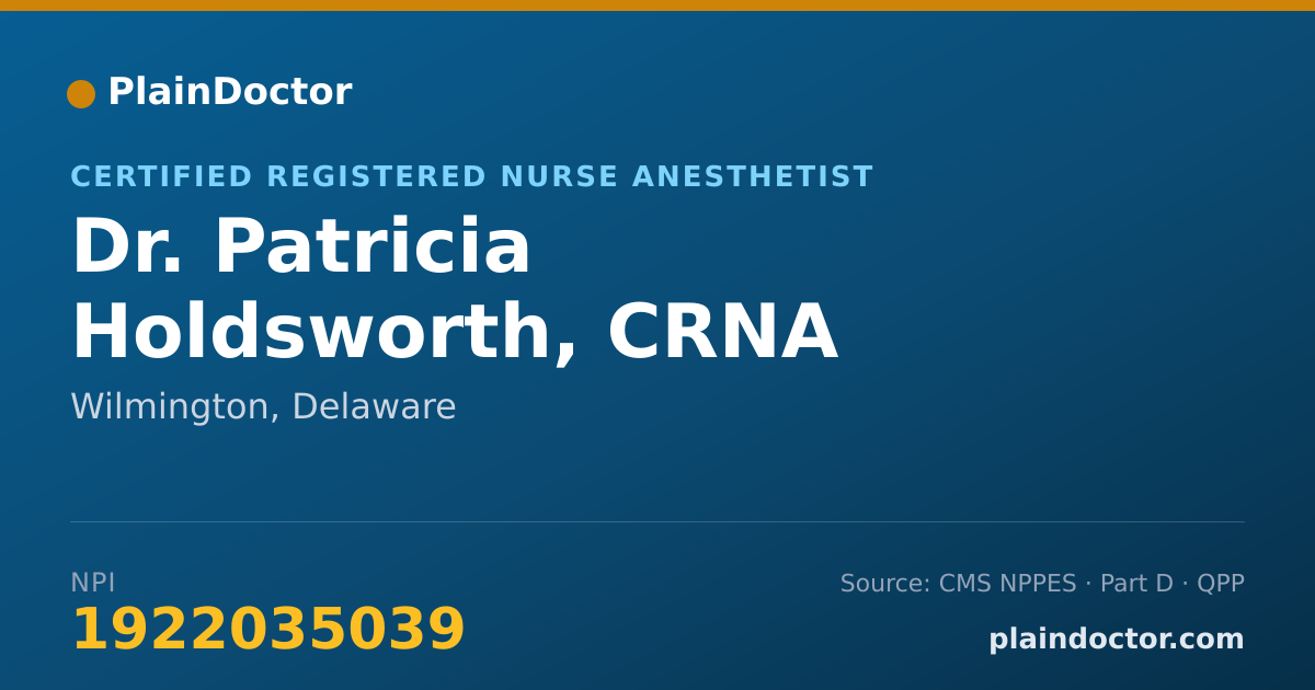 Shareable card for Patricia Holdsworth, CRNA - Certified Registered Nurse Anesthetist, Wilmington, DE