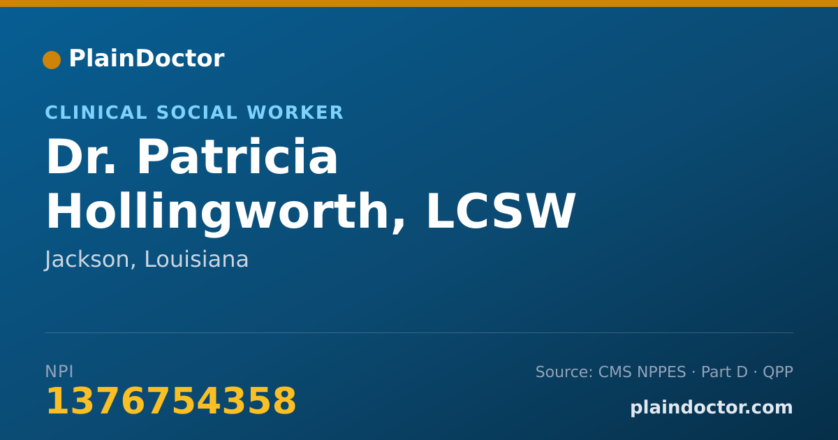 Shareable card for Patricia Hollingworth, LCSW - Clinical Social Worker, Jackson, LA