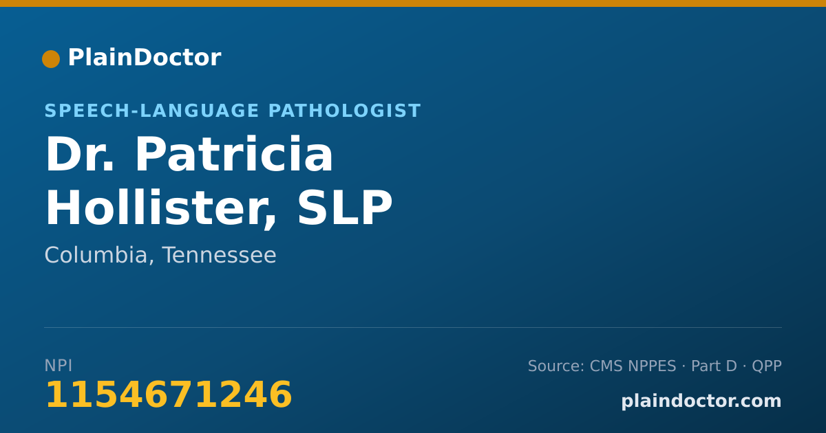 Shareable card for Patricia Hollister, SLP - Speech-Language Pathologist, Columbia, TN