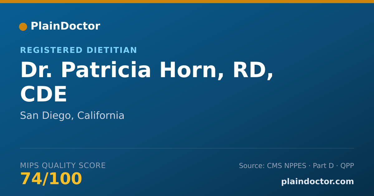 Shareable card for Patricia Horn, RD, CDE - Registered Dietitian, San Diego, CA
