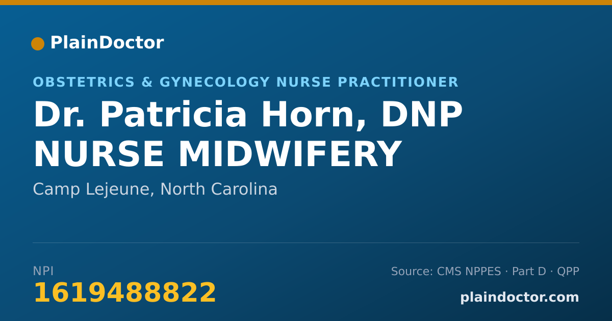 Shareable card for Patricia Horn, DNP NURSE MIDWIFERY - Obstetrics & Gynecology Nurse Practitioner, Camp Lejeune, NC