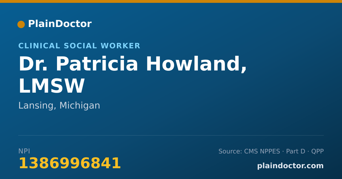 Shareable card for Patricia Howland, LMSW - Clinical Social Worker, Lansing, MI