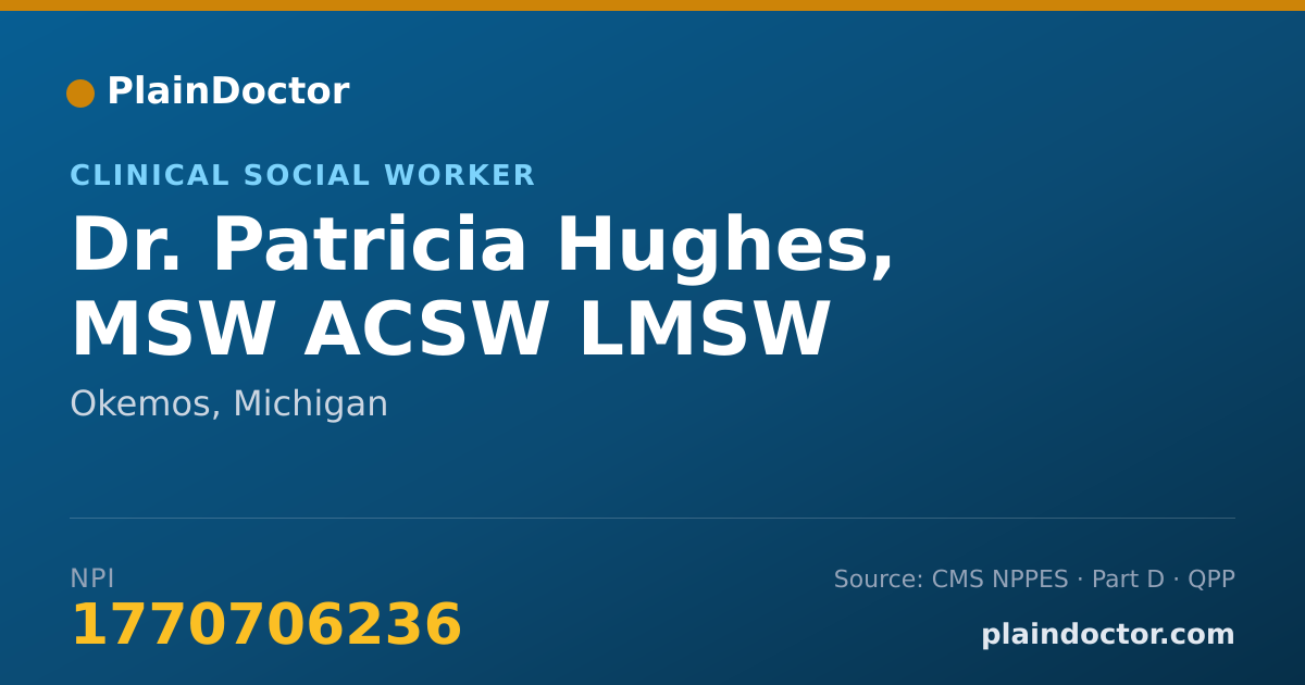 Shareable card for Patricia Hughes, MSW ACSW LMSW - Clinical Social Worker, Okemos, MI