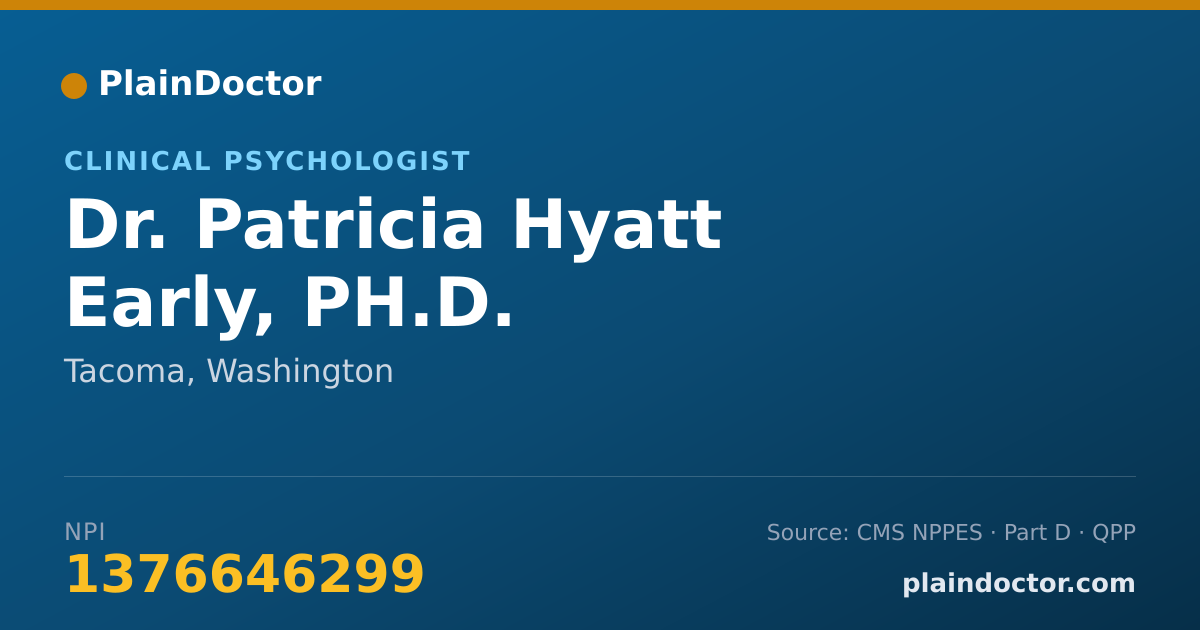Shareable card for Patricia Hyatt Early, PH.D. - Clinical Psychologist, Tacoma, WA