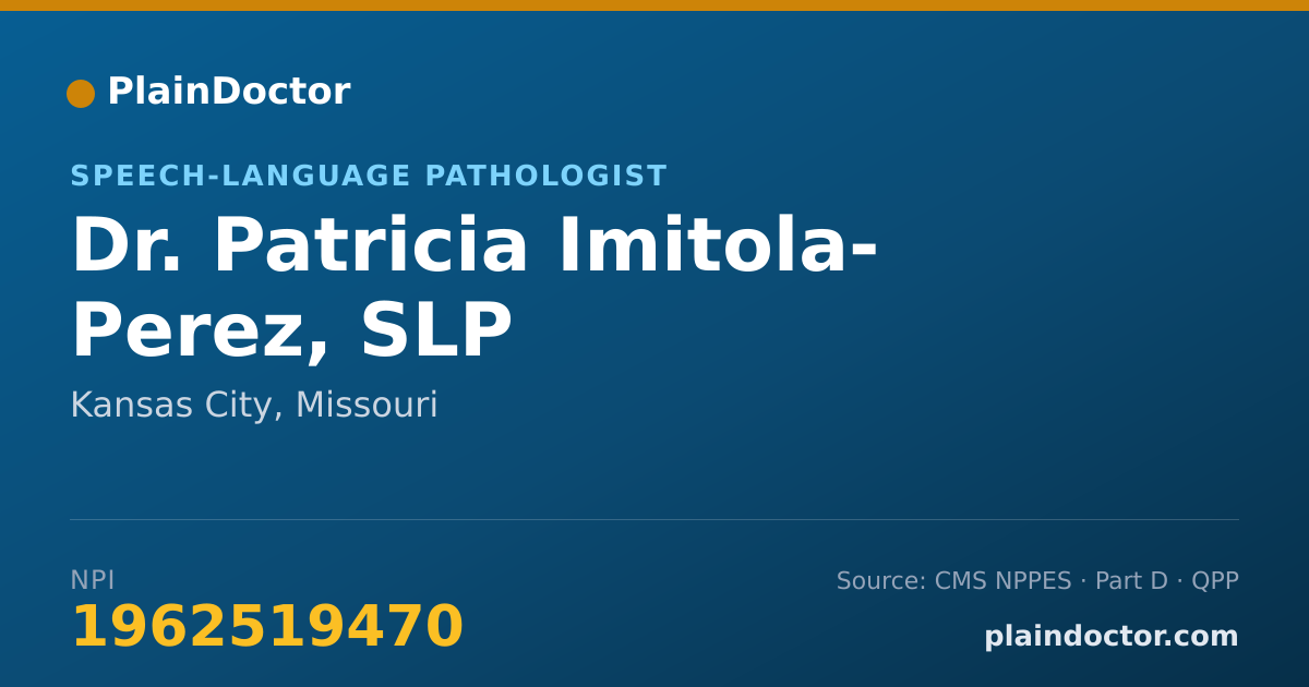 Shareable card for Patricia Imitola- Perez, SLP - Speech-Language Pathologist, Kansas City, MO