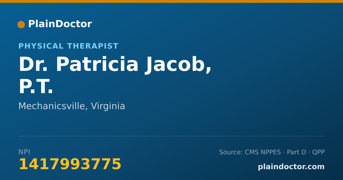 Shareable card for Patricia Jacob, P.T. - Physical Therapist, Mechanicsville, VA