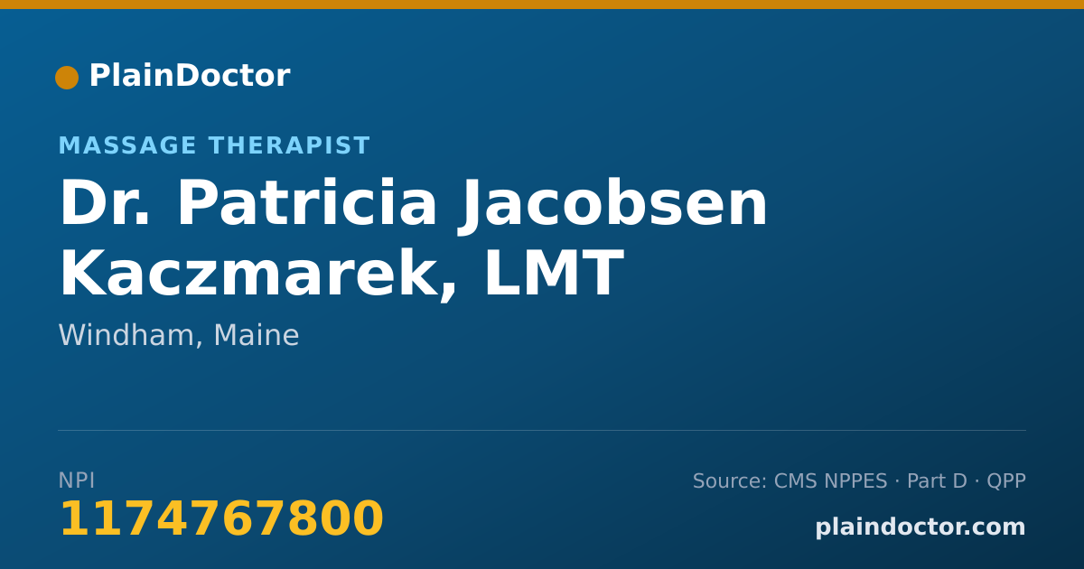 Shareable card for Patricia Jacobsen Kaczmarek, LMT - Massage Therapist, Windham, ME