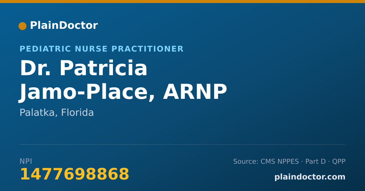 Shareable card for Patricia Jamo-Place, ARNP - Pediatric Nurse Practitioner, Palatka, FL