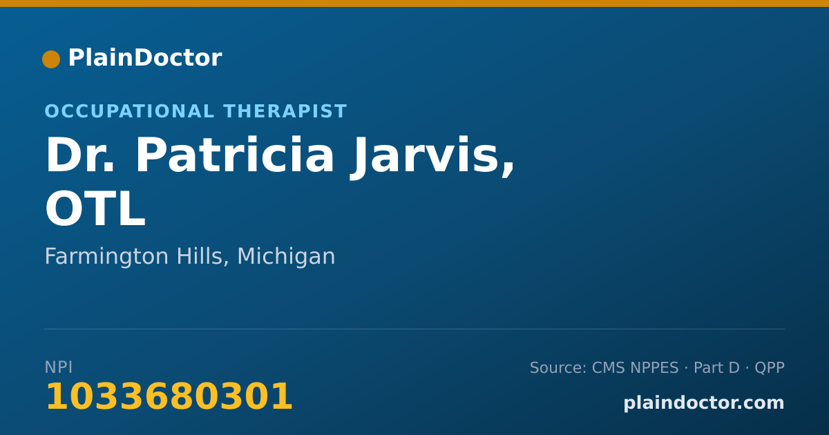 Shareable card for Patricia Jarvis, OTL - Occupational Therapist, Farmington Hills, MI