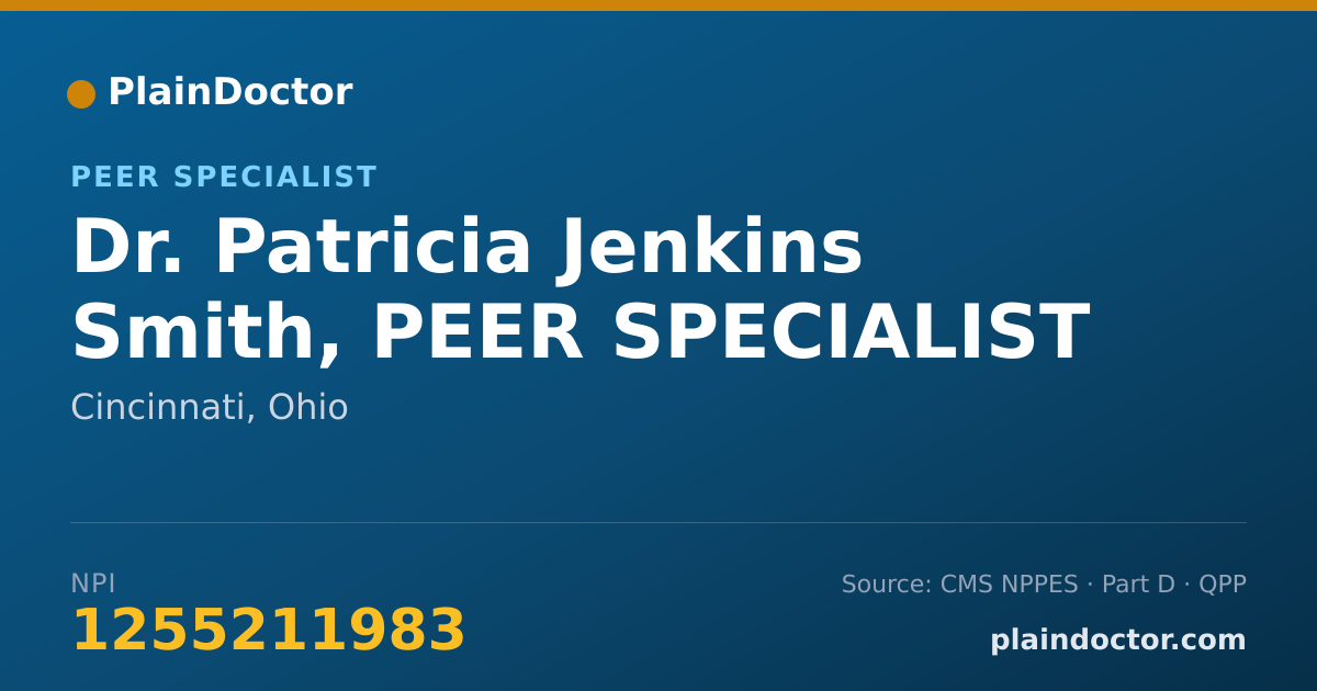 Shareable card for Patricia Jenkins Smith, PEER SPECIALIST - Peer Specialist, Cincinnati, OH