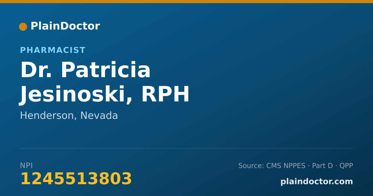 Shareable card for Patricia Jesinoski, RPH - Pharmacist, Henderson, NV