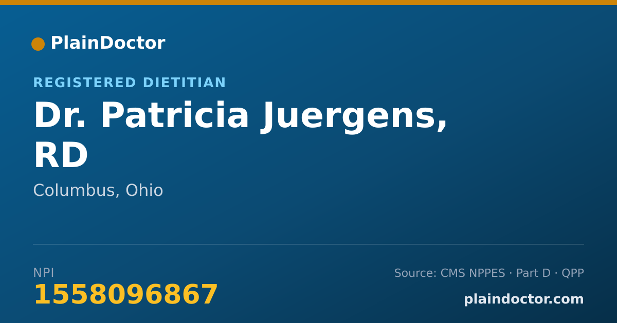 Shareable card for Patricia Juergens, RD - Registered Dietitian, Columbus, OH