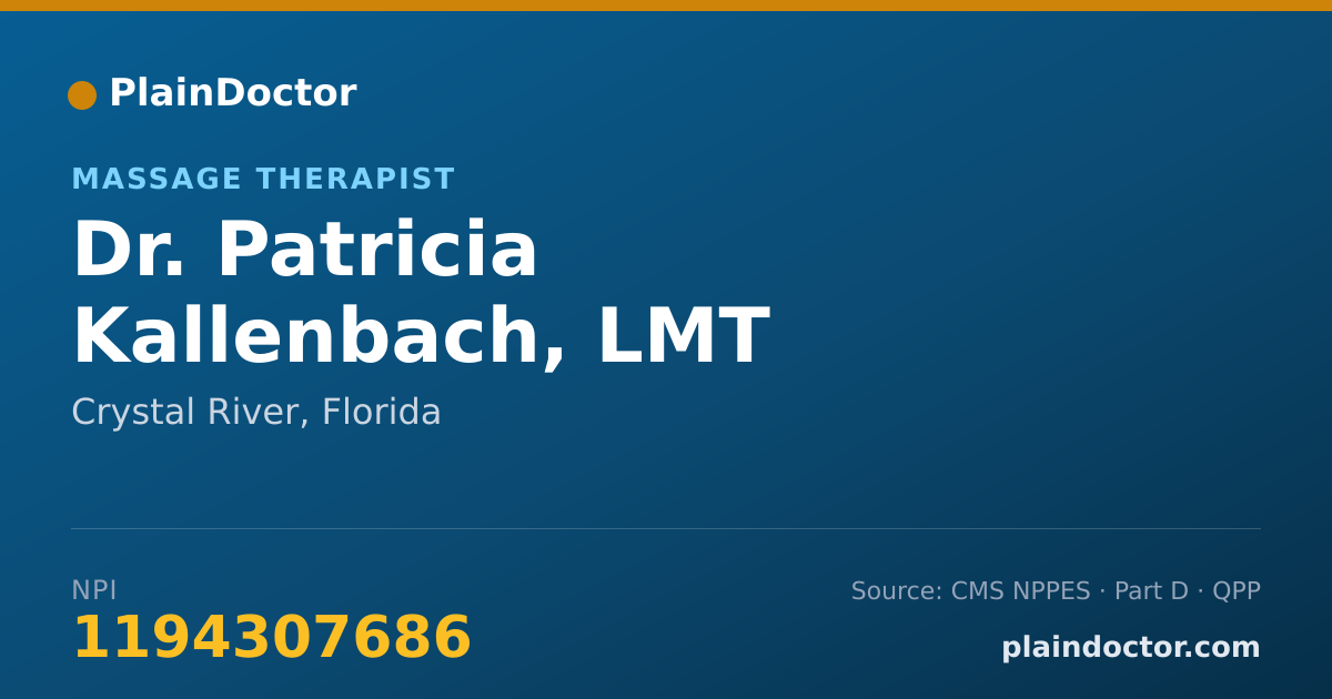 Shareable card for Patricia Kallenbach, LMT - Massage Therapist, Crystal River, FL