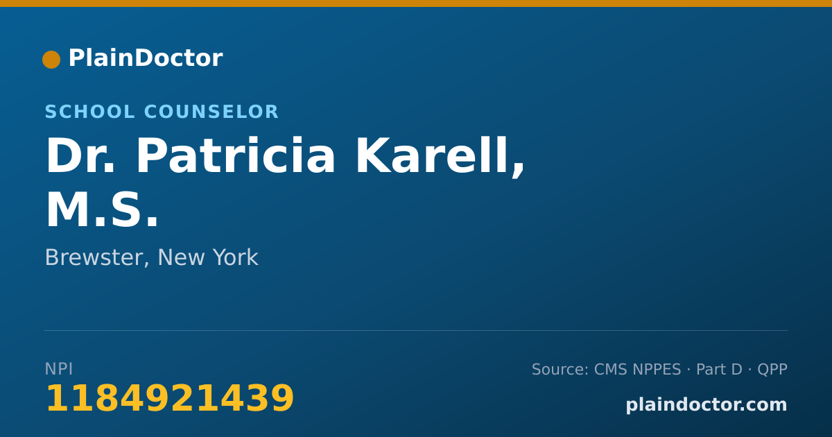 Shareable card for Patricia Karell, M.S. - School Counselor, Brewster, NY