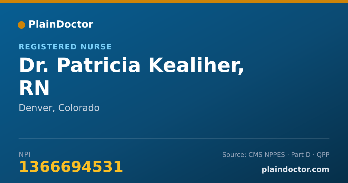 Shareable card for Patricia Kealiher, RN - Registered Nurse, Denver, CO