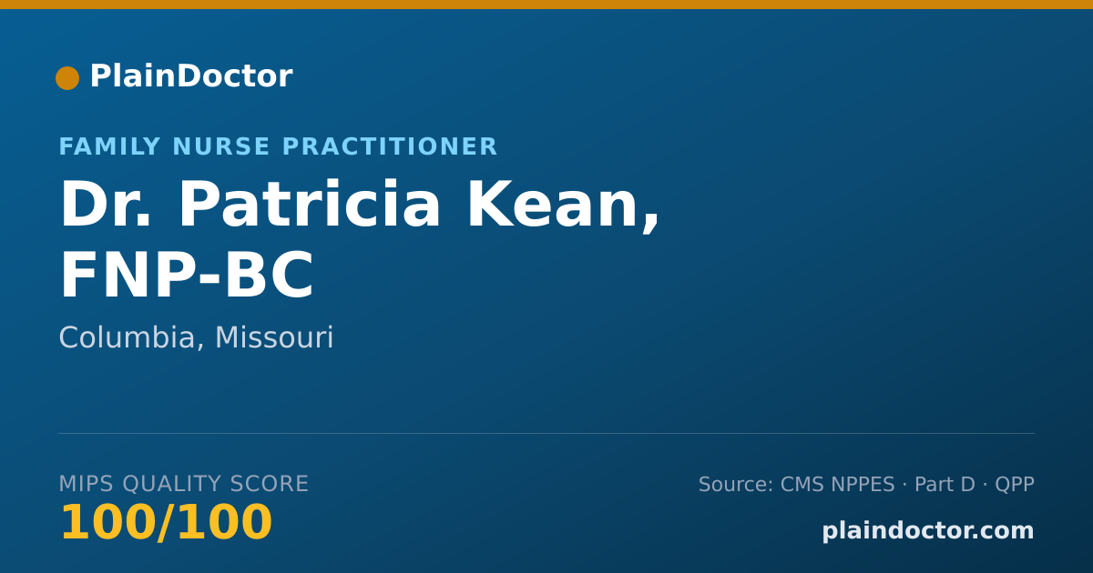 Shareable card for Patricia Kean, FNP-BC - Family Nurse Practitioner, Columbia, MO