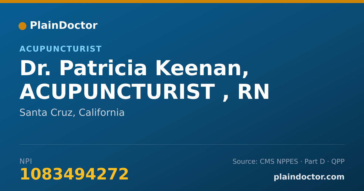 Shareable card for Patricia Keenan, ACUPUNCTURIST , RN - Acupuncturist, Santa Cruz, CA