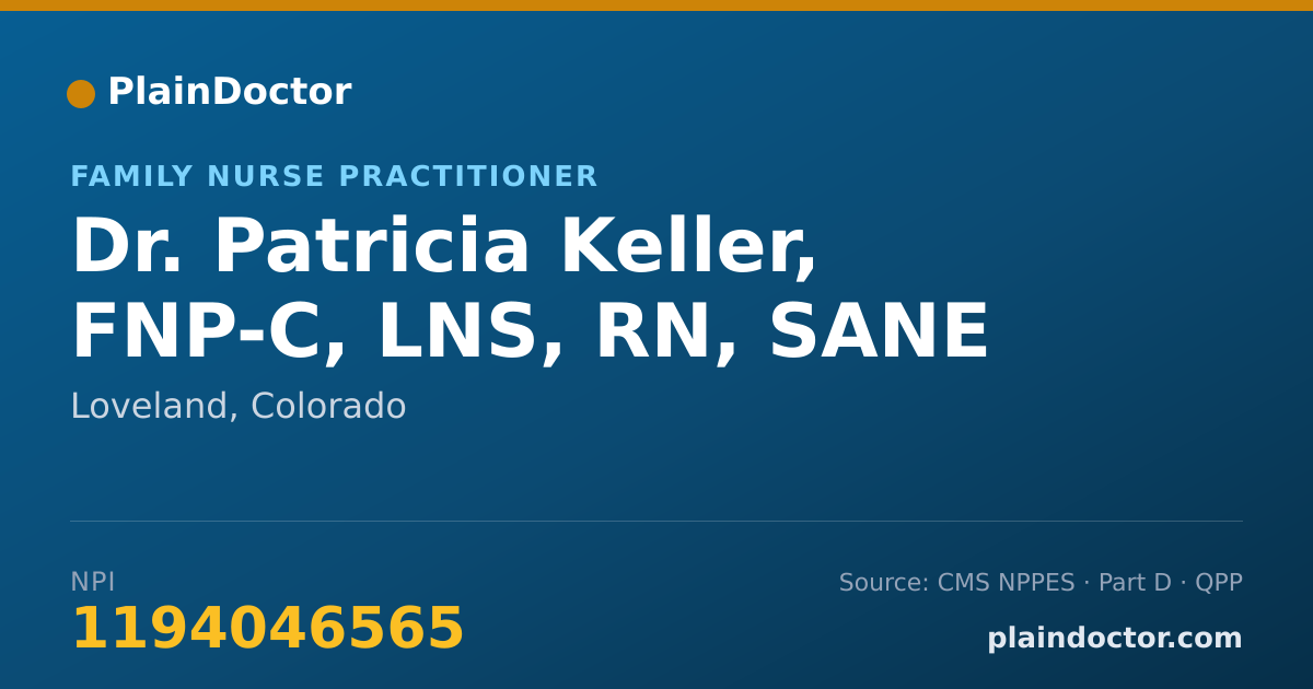 Shareable card for Patricia Keller, FNP-C, LNS, RN, SANE - Family Nurse Practitioner, Loveland, CO