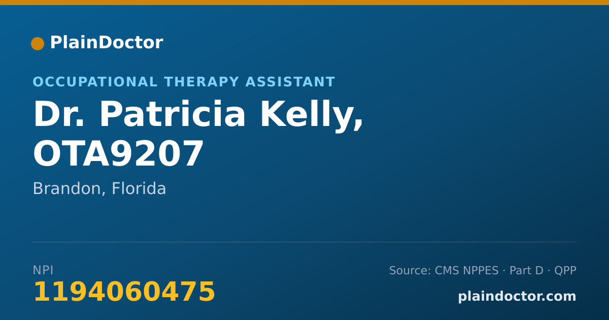 Shareable card for Patricia Kelly, OTA9207 - Occupational Therapy Assistant, Brandon, FL